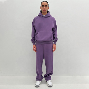 Custom Oversized Heavy Fleece <b>Pullover</b> Hoodie Jogger Tracksuit <b>Men</b> Two Piece Casual Sports Set - Product Image 2