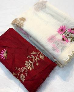 Sari Elegante de Longitud Regular con Diseño Bordado en Tela de Seda Georgette PREMIUM con Estampado de Cuadros Chex, Blusa de Contraste para Fiesta, Disponible Ahora - Product Image 2