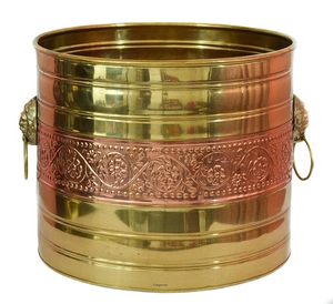 Jardinière décorative en cuivre pur de haute qualité faite à la main avec motif vintage complexe pour l'aménagement paysager haut de gamme au prix de gros - Product Image 1