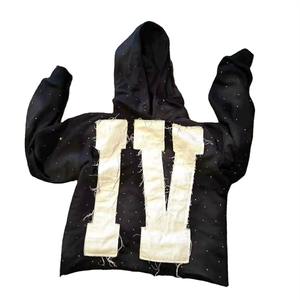 Sudadera Corta con Bordado Desgastado y Pedrería para Hombre, Logotipo Personalizado, Alta Calidad, Estilo Urbano, 100% Algodón - Product Image 6