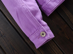 Automne mode hommes Cowboy manteau décontracté épissé violet Orange ample à manches longues Jean veste Streetwear hommes Denim veste - Product Image 6