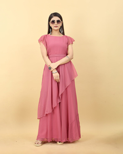 Vestido Anarkali tradicional indio y pakistaní más vendido, Georgette Vestido largo de diseñador, drapeado para adultos, precio al por mayor - Product Image 5