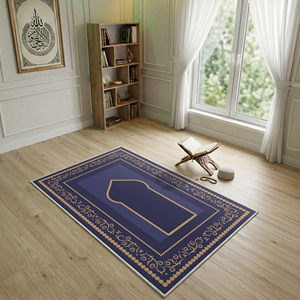 Mimoza Turkish Islamic Purple Velvet Bamboo Prayer Mat <b>Rug</b> Sejadah Embossed <b>Thin</b> Padded Anti-Bacteria PET Friendly Custom Sizes - Product Image 1