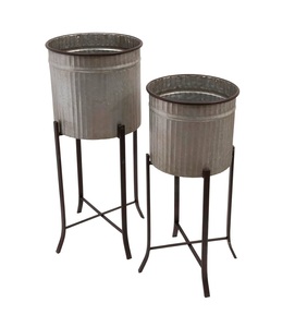 Maceta de Metal galvanizado gris de Venta caliente de India acentos de decoración de hogar y jardín para maceta de vivero - Product Image 3