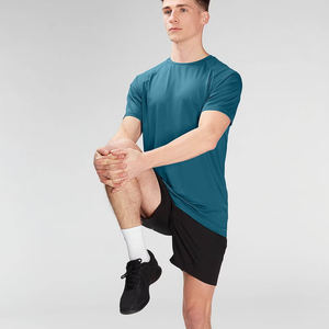 T-shirt de gym personnalisé de haute qualité en polyester/coton Hip Hop respirant à manches courtes et coupe d'été pour hommes - Product Image 2