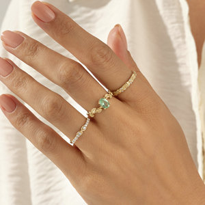 14K สีทองล้วน VVS VS เพชรปูครึ่งนิรันดร์ไม่ซ้ำกันแหวนแต่งงานเล็กๆสำหรับผู้หญิง - Product Image 5