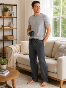 Lot de 3 pantalons de pyjama classiques pour homme – Décontractés d'été en mélange de coton doux à séchage rapide avec taille élastique et cordon de serrage, coupe décontractée - Product Image 5