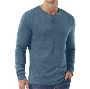 Camisa Henley de Franela Sólida con Botones Cubiertos, Doble Capa, Gruesa, 180g, Transpirable, Spandex/Poliéster, Ecológica, de Secado Rápido - Product Image 3