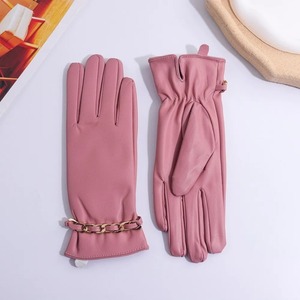 1 paire de gants d'hiver épais de haute qualité, doublés de polaire, imperméables, en cuir, couleur unie, gants chauds pour le cyclisme, hiver - Product Image 4