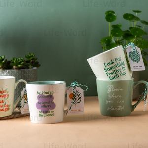 All'ingrosso articoli essenziali per la casa moderna uso quotidiano in ceramica tazze da caffè con <span class=keywords><strong>citazioni</strong></span> <span class=keywords><strong>motivazionali</strong></span> e stampe vegetali bicchieri di porcellana - Product Image 5