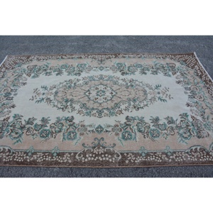 Vintage Large Rug, 5.7x9.7 ft Turkish Rug, <b>Brown</b> Oriental <b>Wool</b> Rug - Product Image 4