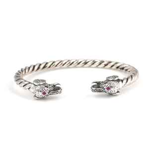 Pulsera unisex Gm con dijes finos, piedras de circonita y diseño de cabeza de elefante retorcida, 6.2 cm de diámetro, 26.93 g - Product Image 1