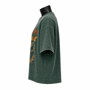 Camiseta Extra Grande Personalizada para Mujer, Color Verde Oscuro, Estampado de Mariposa, Manga Corta, Informal, de Algodón, al por Mayor - Product Image 4