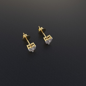 Avarta 18K Gold <b>Fine</b> <b>Stud</b> <b>Earrings</b> Heart Solitaire Design 40 Cents Each - Product Image 4