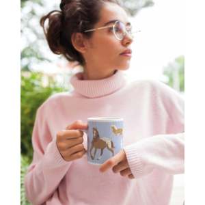 Tasse en céramique bleue avec motif cheval et inscription Love (environ) Bouteille de 330 ml pour les passionnés d'équitation et un design amusant de dessin animé, idéale pour les cadeaux - Product Image 5