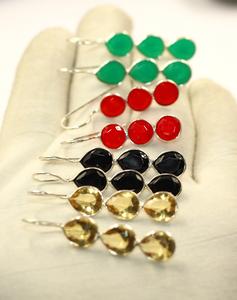 Women's Fashion Dangle Earrings Silver Plated Metal with Genuine Gemstones <b>Accessory</b> - Product Image 4