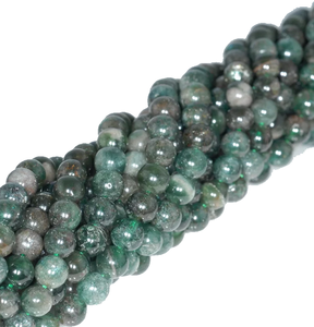 สร้อยคอคริสตัลธรรมชาติ ลูกปัดอะพาไทต์สีเขียวเรียบ ขัดเงา หินสีแดง เครื่องประดับแบบเส้น ขายส่ง อัญมณีเพื่อการบำบัด - Product Image 2