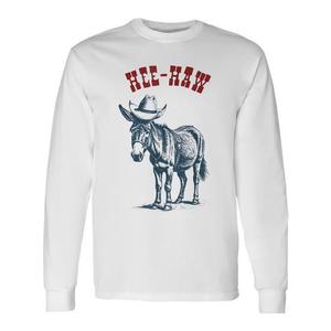 Cowboy Donkey Hee-Haw T-shirt à manches longues col rond unisexe adulte promotionnel - Product Image 1