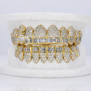 Bijoux fins Hip Hop Moissanite Grillz personnalisé réel vendu plaqué or 925 argent glacé VVS Moissanite diamant dents Grillz - Product Image 1