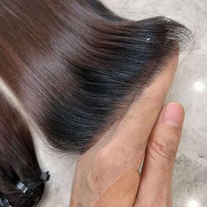 Extensiones de cabello humano virgen vietnamita 100%, superventas, puntas marrones de encaje transparente recto de hueso dibujado doble, precio al por mayor - Product Image 3