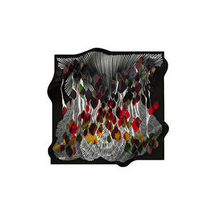 Vintage Designer Black Silk Square Floral Scarf for Spring Summer - Product Image 1