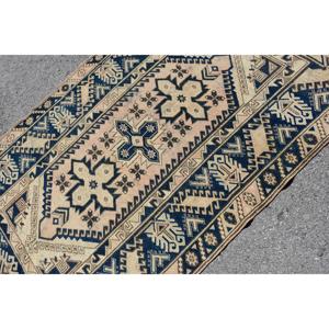 Alfombra Turca con Diseño de Ikat Azul Vintage, 3.9x6.1 pies (120x185 cm) - Product Image 5