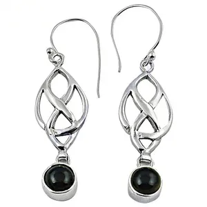 Pendientes de Plata de Ley 925 con Nudo Celta y Piedras de Ónix, Joyería Elegante para Mujer - Product Image 1