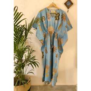 Vestido Kaftan Coastal Sky Palm de Talla Única en Chifón con Silueta Recta - Product Image 1
