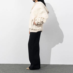 Sudadera con Capucha Informal de Manga Larga, Felpa de Algodón Suave, Estilo Minimalista, Color Crema, con Bolsillo Tipo Canguro, Servicios OEM - Product Image 6