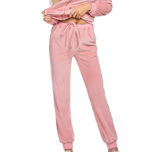 Regular Fitted <b>Women's</b> Long Sleeve Zipper Hooded Outerwear <b>Coats</b> & Track Trousers Pants Sweat Suit With <b>Velvet</b> Fabric Made - Product Image 4
