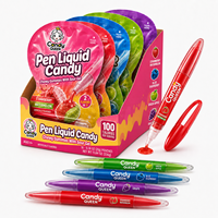 Stylo bonbon super acidulé personnalisé en gros avec étiquette privée, bonbons gélifiés ronds à mâcher et confiture liquide à presser pour enfants