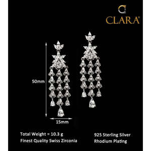 Boucles d'oreilles pendantes Clara en argent sterling 925 avec placage or 18 carats, pendentif Shiza en forme de fleur - Product Image 6