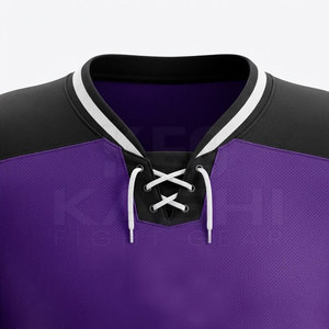 Uniforme de hockey sur glace pour hommes de qualité supérieure, respirant, durable, en tissu coton/fibre de bambou, broderie 3D personnalisable, design maximal - Product Image 5
