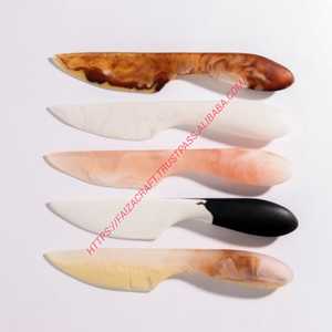 Couteau à fromage en résine Texture Aqua Swirl Pattern Multi-Epoxy Cutting Restaurant Cuisine Buffet Cantine - Product Image 1