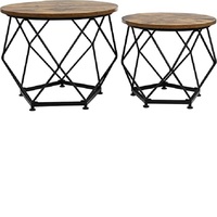 Table basse en métal marron avec meuble décoratif en verre de forme ronde à côté de la Table pour la maison, le bureau et le salon