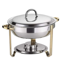Ensemble de quatre chauffe-plats de service d'hôtel de mariage avec support élégant Buffet chauffe-plats Pot Table à dîner plats de service