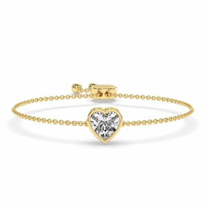 Bracelet Cœur en Diamant de Laboratoire 0,75 Carat, Couleur F-G, Pureté VS, Or Massif 14K, Charme Romantique Quotidien - Product Image 2