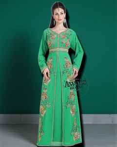 AWAIS HOUSE Ethnic Hand Beaded <b>Sequined</b> Polyester Kaftan Dress Women Floor Length Long Sleeves Lightweight Plus Size High Neck - Product Image 2