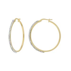 Pendientes de Aro Redondos de Cristal Blanco de Alta Calidad al por Mayor, Chapados en Oro Amarillo de 18K, Plata de Ley 925, 30mm - Product Image 2