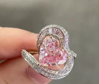 Bague de fiançailles en diamant Moissanite en forme de cœur rose de 3 ct Bague en argent sterling 925 personnalisée Cadeau pour elle