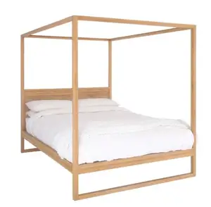 slolipy solid teak wood canopy bed for indoor and outdoor