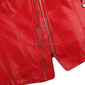 Veste en cuir véritable pour femmes, style tendance, tissu doux respirant de couleur rouge, design unique, vêtements de mode pour femmes - Product Image 6