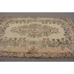 Classique Beige Vert 5.7X6 pieds Vintage Tapis Turc Laine Grande Zone Patchwork Motif avec Support En Latex pour Couloir Chambre Utilisation - Product Image 3