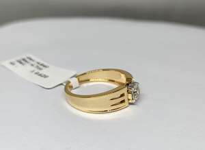 Bijoux fins, bague de fiançailles en or jaune 14 carats, diamant véritable solitaire, 5,410 g, plaqué rhodium, design luxueux pour homme et femme - Product Image 3