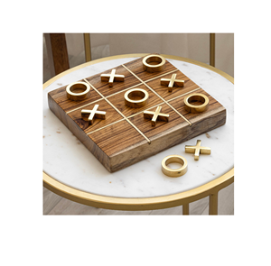 Jeu de Tic Tac Toe en Bois Fait Main avec des Pièces en Laiton Massif X et O, Parfait pour la Maison, le Bureau, les Divertissements et les Cadeaux, Origine Inde - Product Image 6