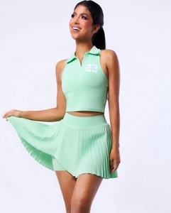 Customized Sportswear High Quality Breathable Moisture Wicking Front Short Tennis Skirt Professional Women's Tennis Uniforms - Product Image 6