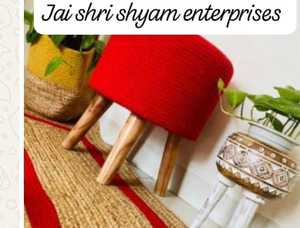 Taburete Otomano Moderno de Madera Roja con Diseño Trenzado, Artesanía en Madera, 2 Piezas, Móvil, para Decoración de Bodas, DIVTIK DECOR - Product Image 2