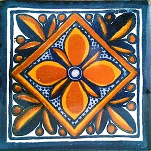 C #001 Cerámica mexicana hecha a mano TalaVERA Azulejo de pared y piso Muestra México - Product Image 1