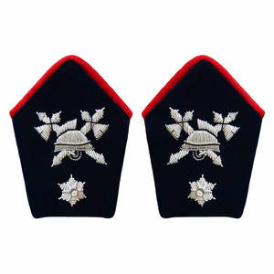 Badge de col de qualité supérieure avec bouton pression en laiton, rangs de col OEM, couronne en fil de bullion doré ou argenté, ruban de col - Product Image 5