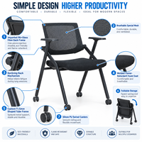 Chaise de formation mobile commerciale en maille avec roulettes, chaise de bureau pliable pour salle de formation, salle de conférence, salle de classe